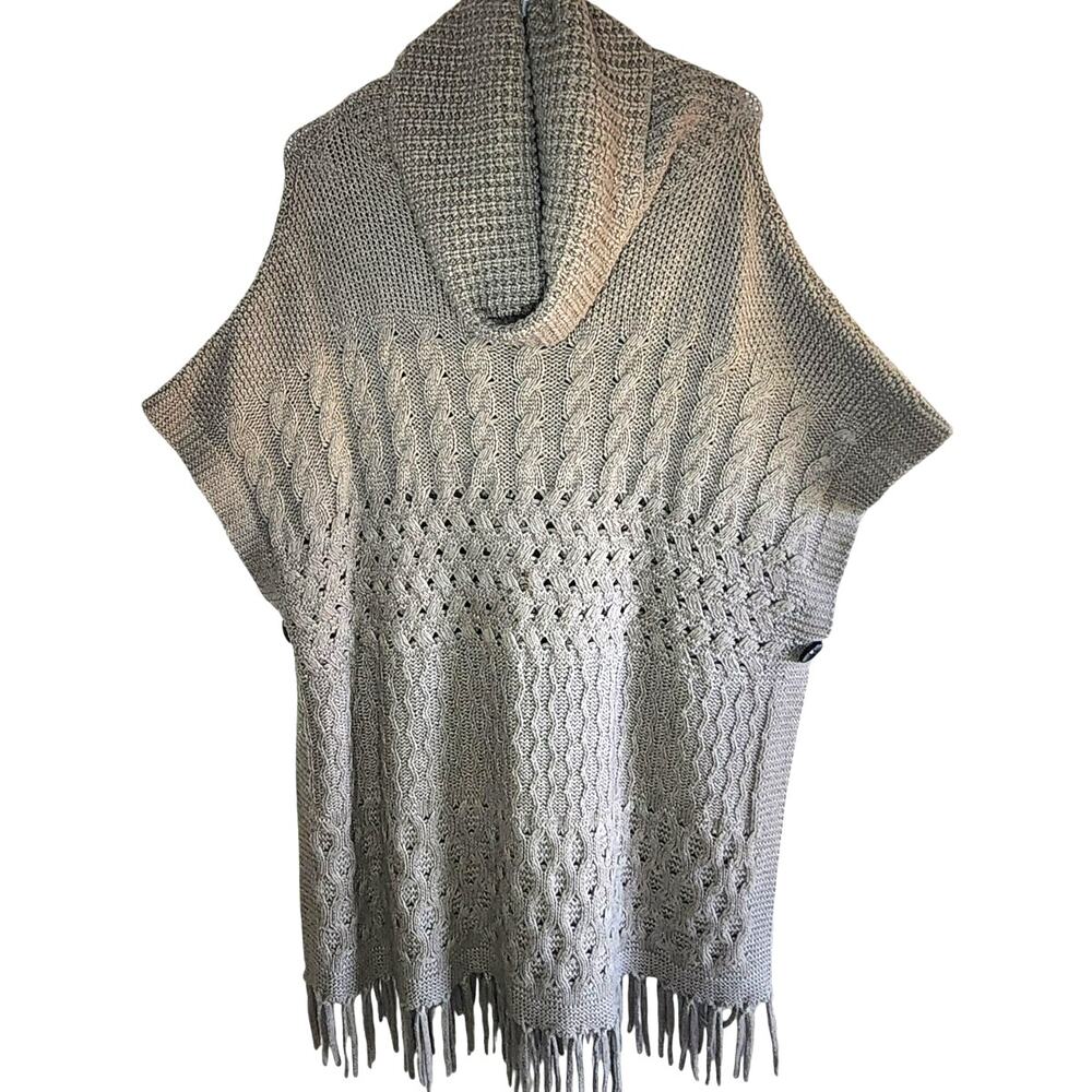 Autum Cashmere Poncho Pullover Cowl Neck Sweater OS